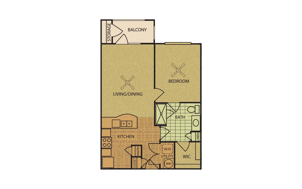 1 Bedroom - 1 bedroom floorplan layout with 1 bath and 716 square feet.